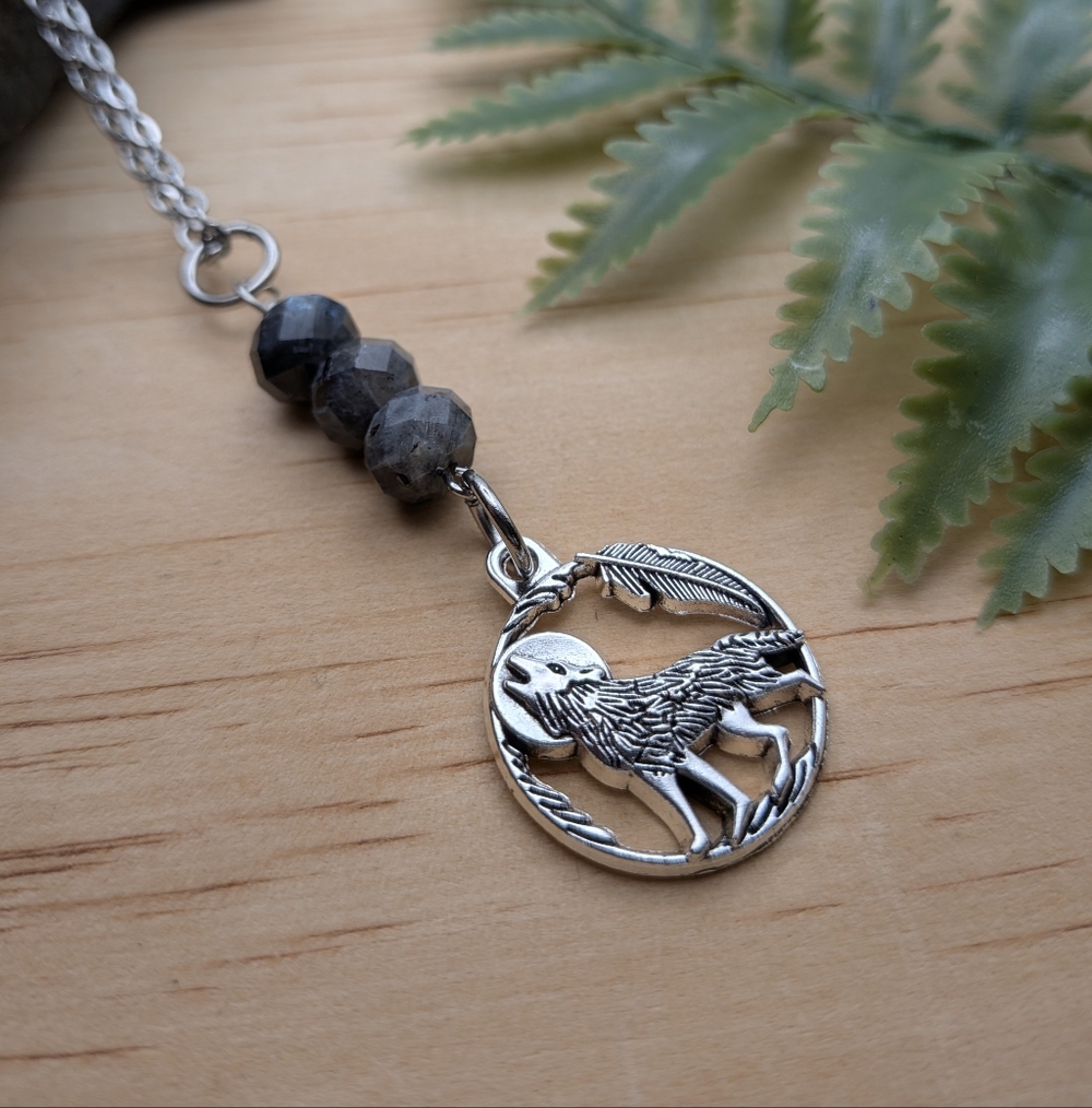 Hand Crafted Silver Wolf Pendant Necklace